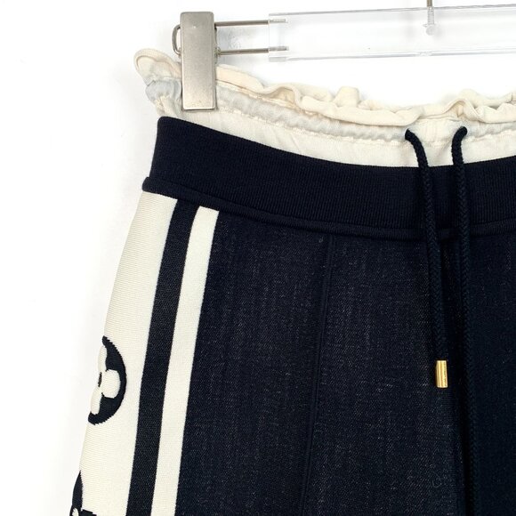 Louis Vuitton Wool Blend Black & White High-Waisted Shorts With Logo Details - Picture 3 of 7